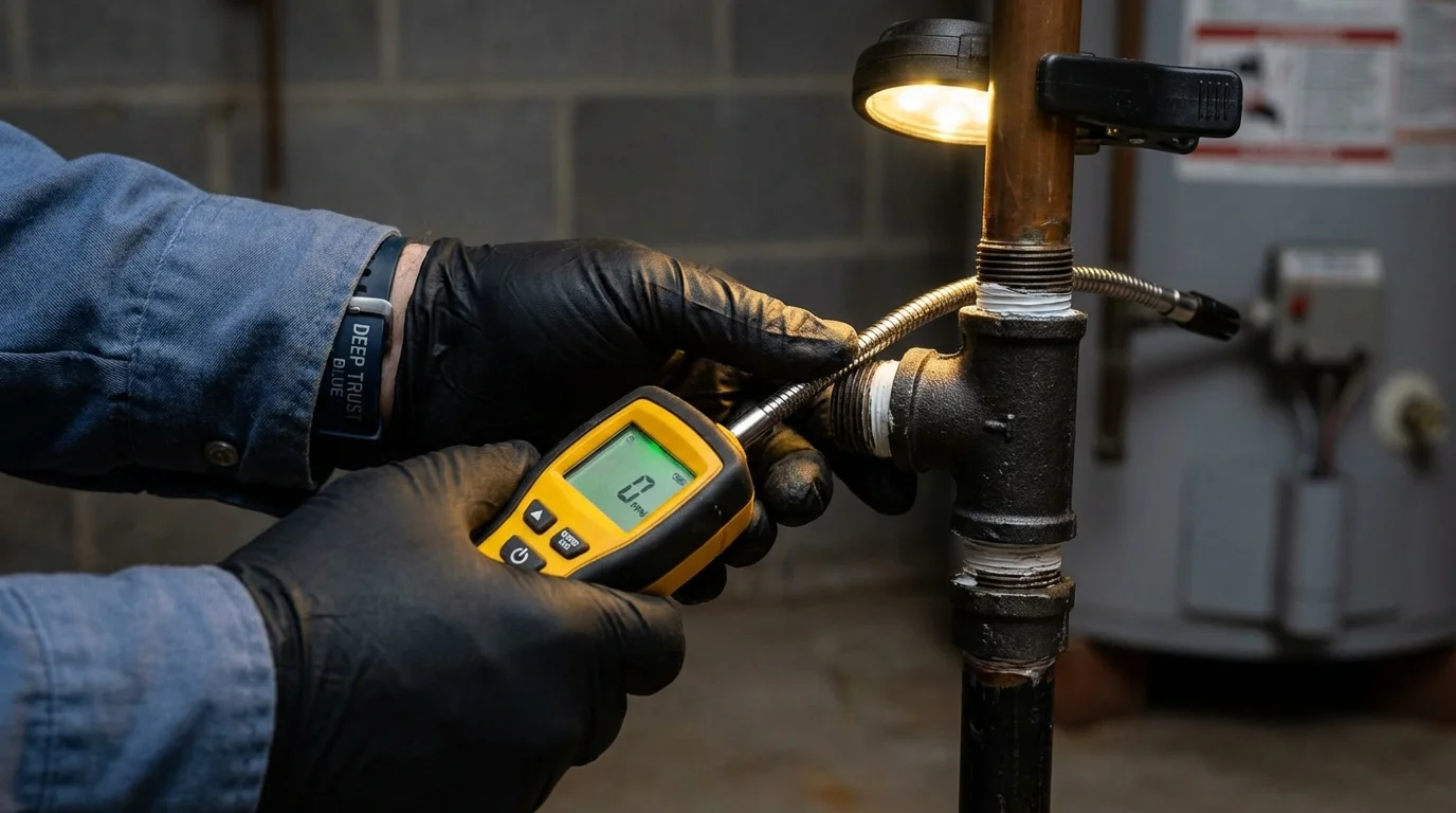Gas leak detection with electronic sniffer by Johns Plumbing LLC in Bertram