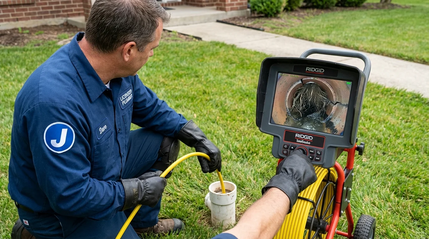 Sewer camera inspection being performed by Johns Plumbing LLC in Bertram